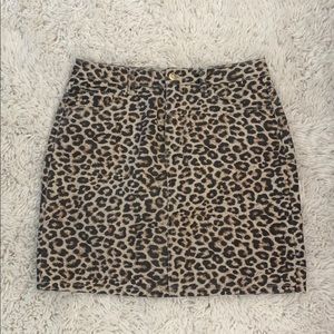 Leopard print jean skirt